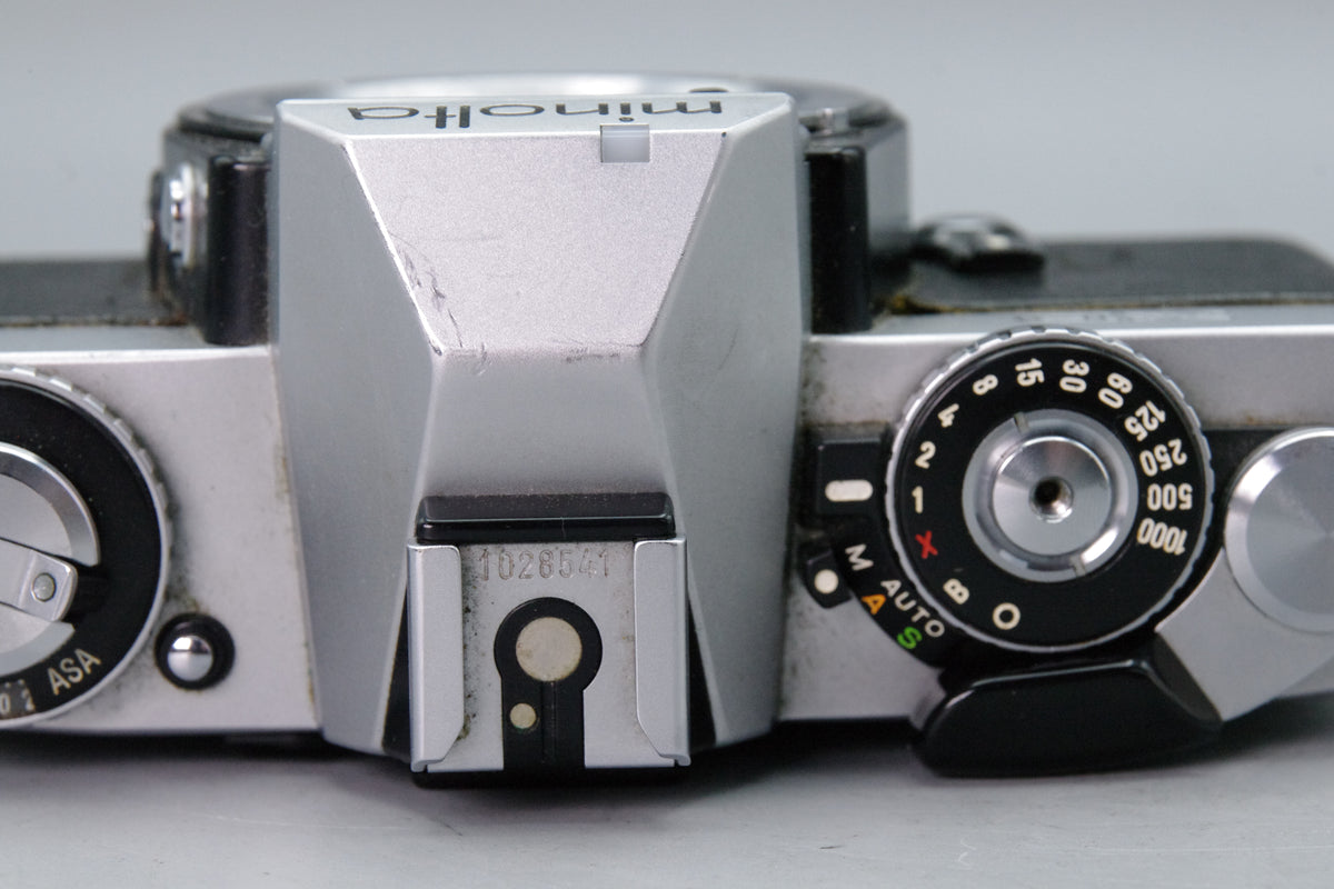 Minolta XD 35mm SLR Camera Body Chrome Dual AE Mode Tested Excellent