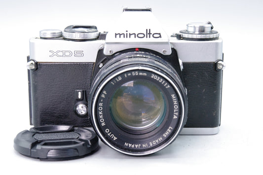 Minolta XD5 35mm SLR Camera + Rokkor‑PF 55mm f/1.8 Lens – Tested – VGC