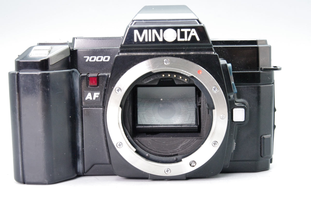 Minolta 7000 AF 35mm SLR Camera Body Black Landmark 1985 Model Tested Very Good