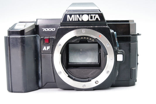 Minolta 7000 AF 35mm SLR Camera Body Black Landmark 1985 Model Tested Very Good