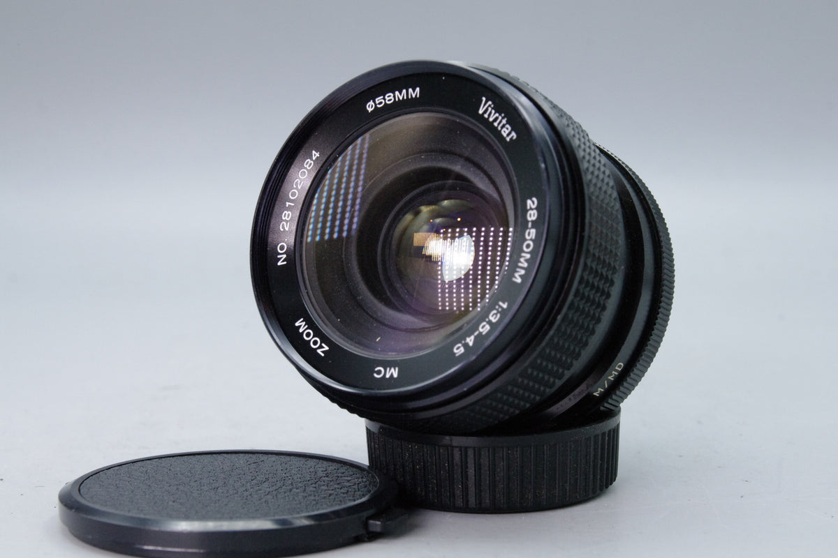 Vivitar 28-50mm f3.5-4.5 MC Zoom Lens Minolta MD Mount Caps Very Good