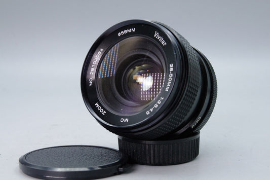Vivitar 28-50mm f3.5-4.5 MC Zoom Lens Minolta MD Mount Caps Very Good