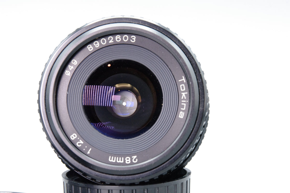Tokina 28mm f2.8 Wide Angle Prime Lens Minolta MD Mount Caps Very Good