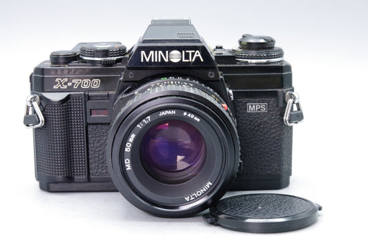 Minolta X‑700 35mm SLR + 50mm f/1.4 Lens – Black -  Batteries – Excellent