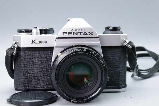 Asahi Pentax K1000 35mm SLR Camera with SMC Pentax-A 50mm f1.7 Lens Tested Very Good