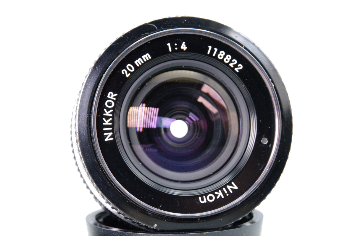 Nikon Nikkor 20mm f4 AI Ultra Wide Angle Prime Lens F Mount Caps Very Good