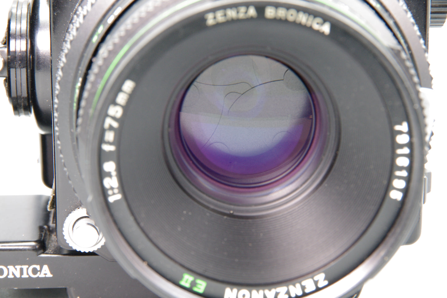 Bronica ETRS Camera with 75mm f/2.8 EII Lens, WLF and Pistol Grip