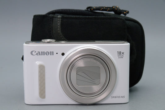 Canon PowerShot SX610 HS 20.2MP Digital Camera – White – Excellent – With Case