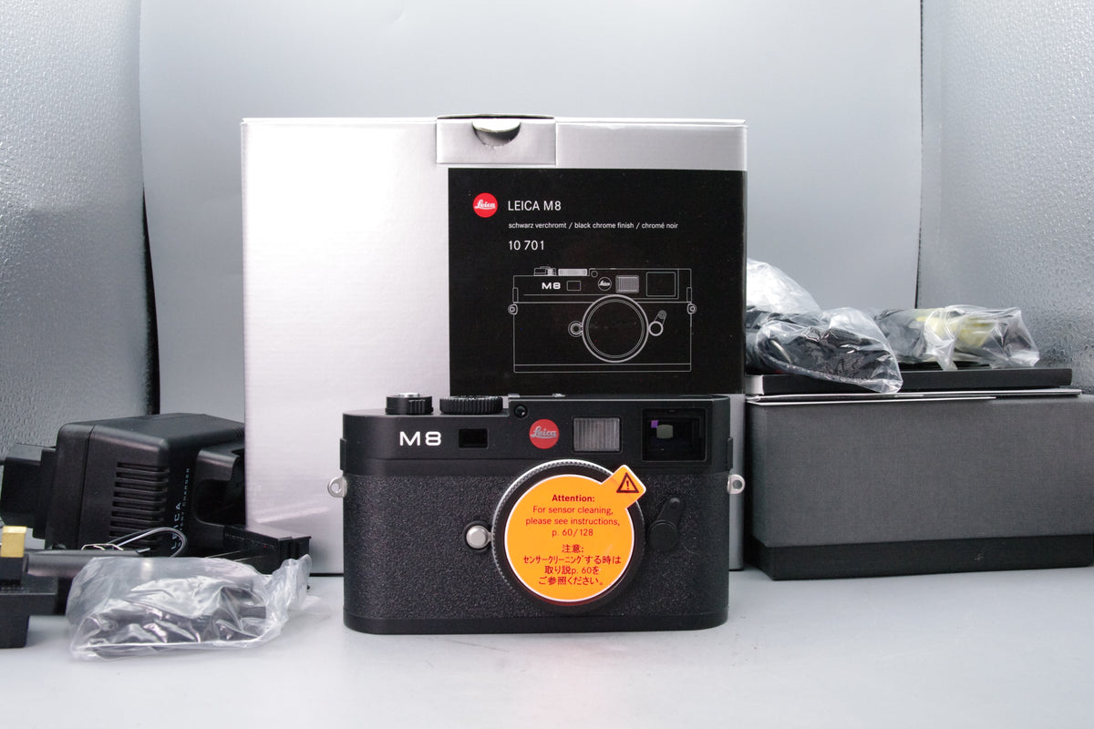 Leica M8 Digital Rangefinder Camera Body Black Chrome Boxed Set Low Shutter 98 Mint