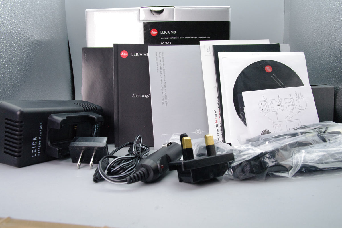 Leica M8 Digital Rangefinder Camera Body Black Chrome Boxed Set Low Shutter 98 Mint