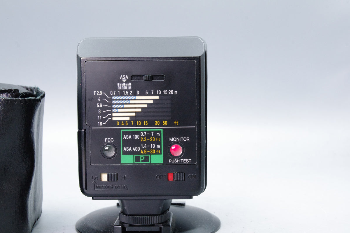 Minolta Auto 280PX Electroflash Shoe Mount Flash Unit Leatherette Case Tested Excellent