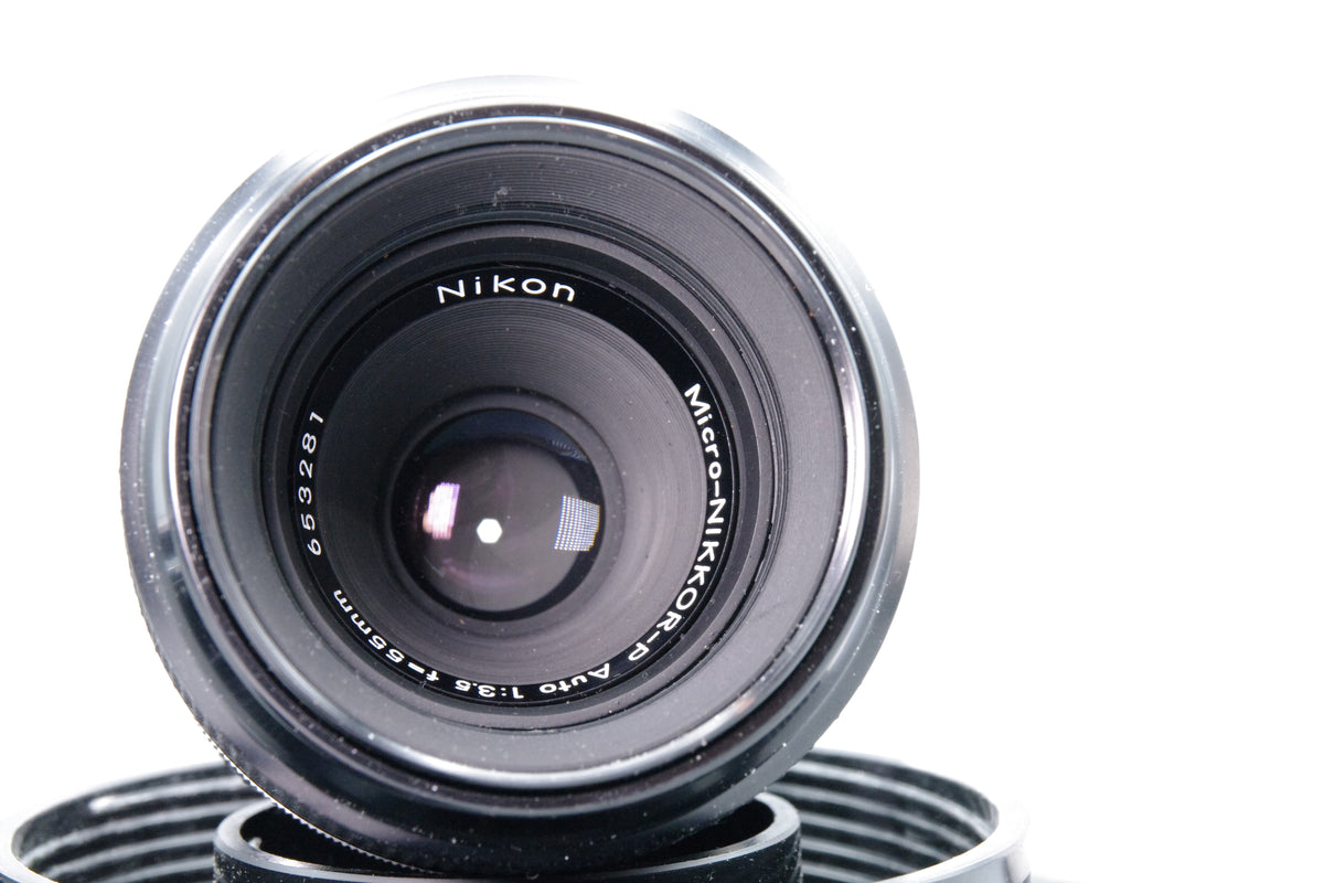 Nikon Micro-Nikkor-P Auto 55mm f3.5 Macro Lens M2 Extension Ring Case Tested Excellent