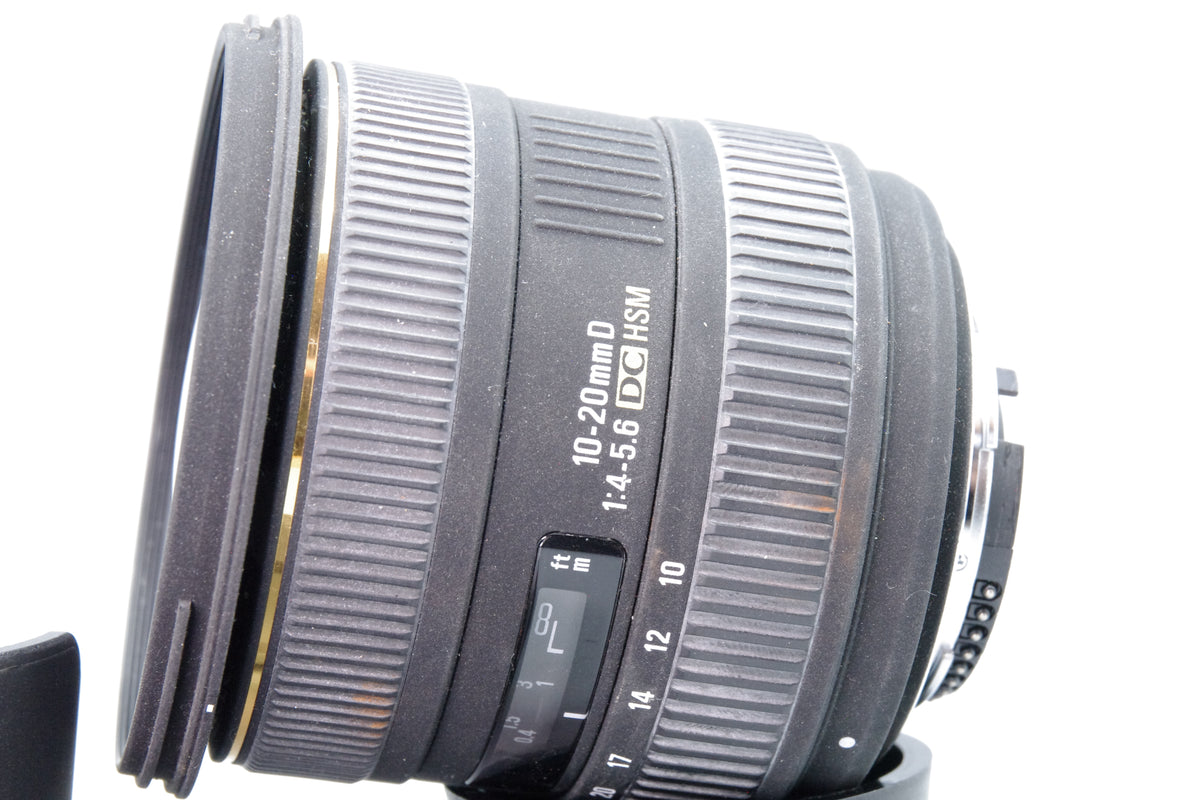 Sigma 10-20mm f4-5.6 EX DC HSM Lens Nikon F Mount Hood Caps Tested Excellent