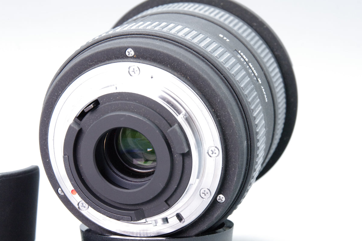 Sigma 10-20mm f4-5.6 EX DC HSM Lens Nikon F Mount Hood Caps Tested Excellent