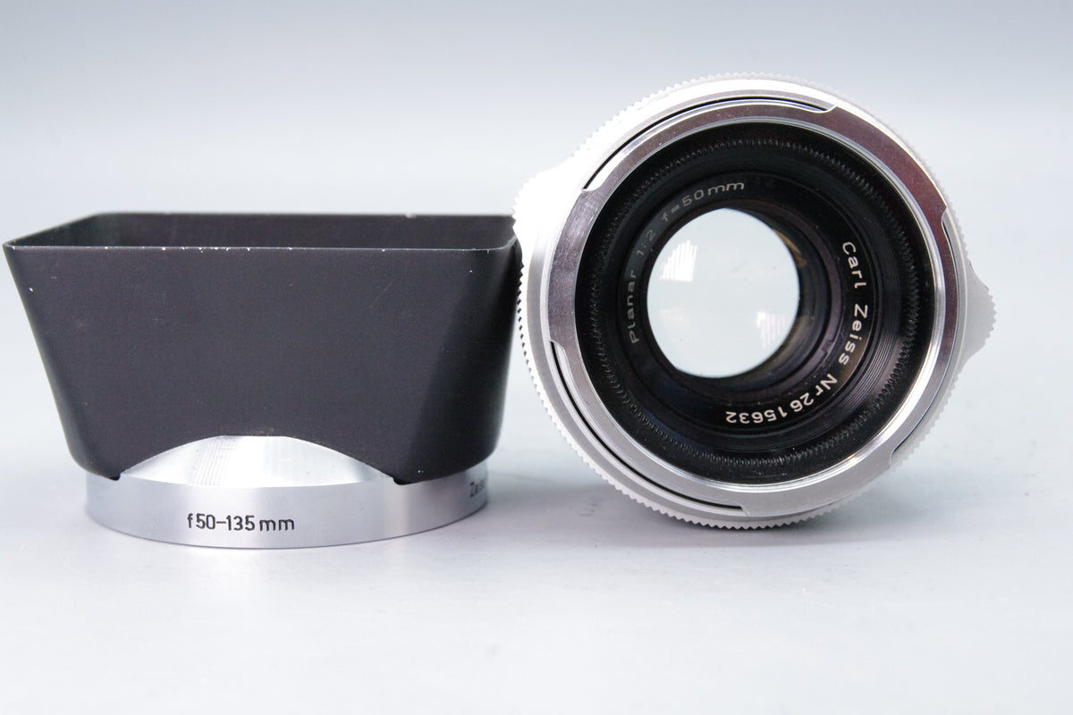 Carl Zeiss Planar 50mm f2 Contarex Bullseye Mount Lens Serviced Hood Tested
