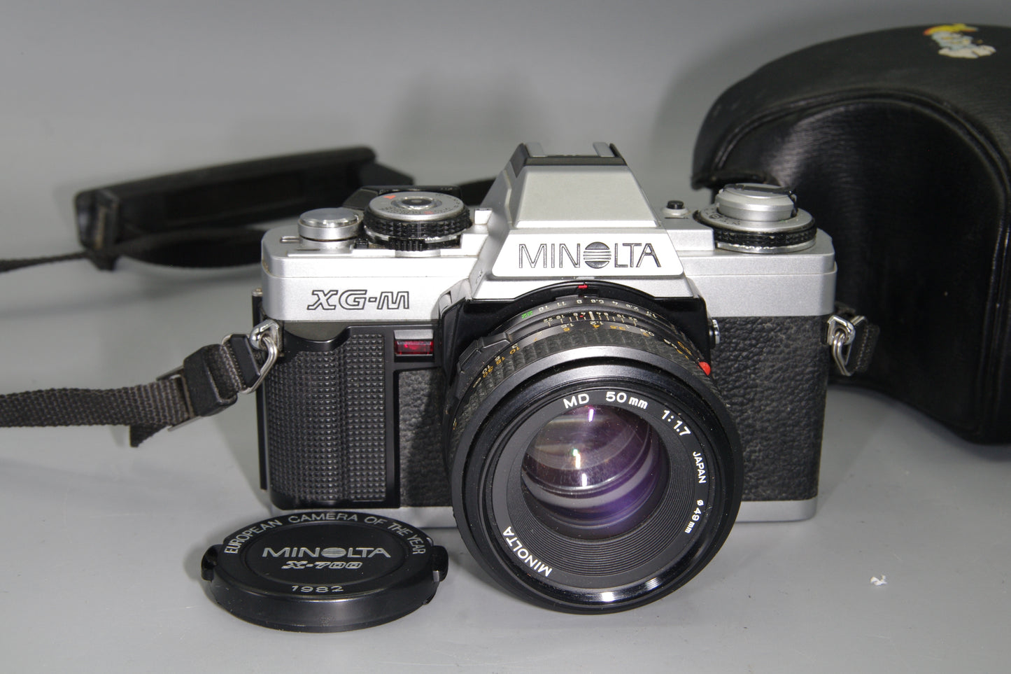 Minolta XG-M 35mm SLR Film Camera + Rokkor 50mm f/1.7 Lens, Case & Batteries