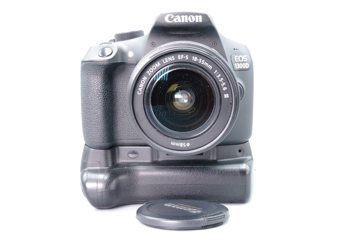 Canon EOS 1300D DSLR Camera Kit EF-S 18-55mm III Lens Battery Grip Low 675 Shutter