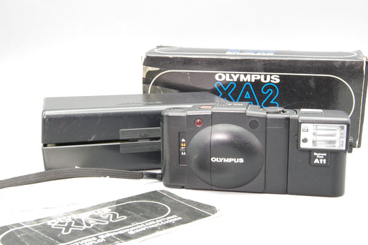 Olympus XA2 35mm Compact Film Camera with A11 Flash – Boxed & Tested