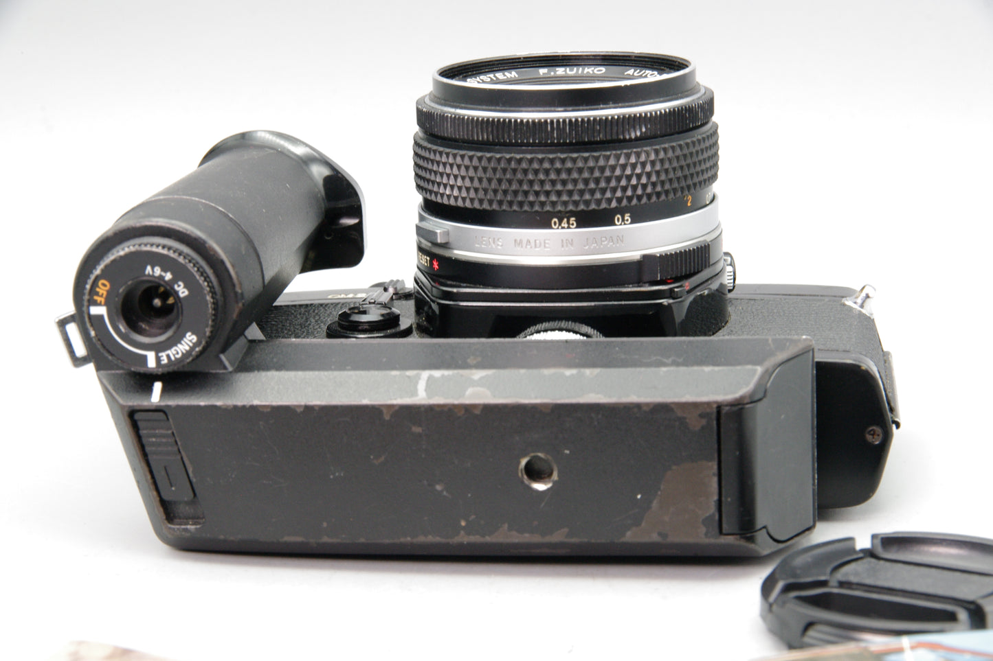 Black Olympus OM‑2 35mm SLR + Zuiko 50mm f/1.8 Lens & Winder 1
