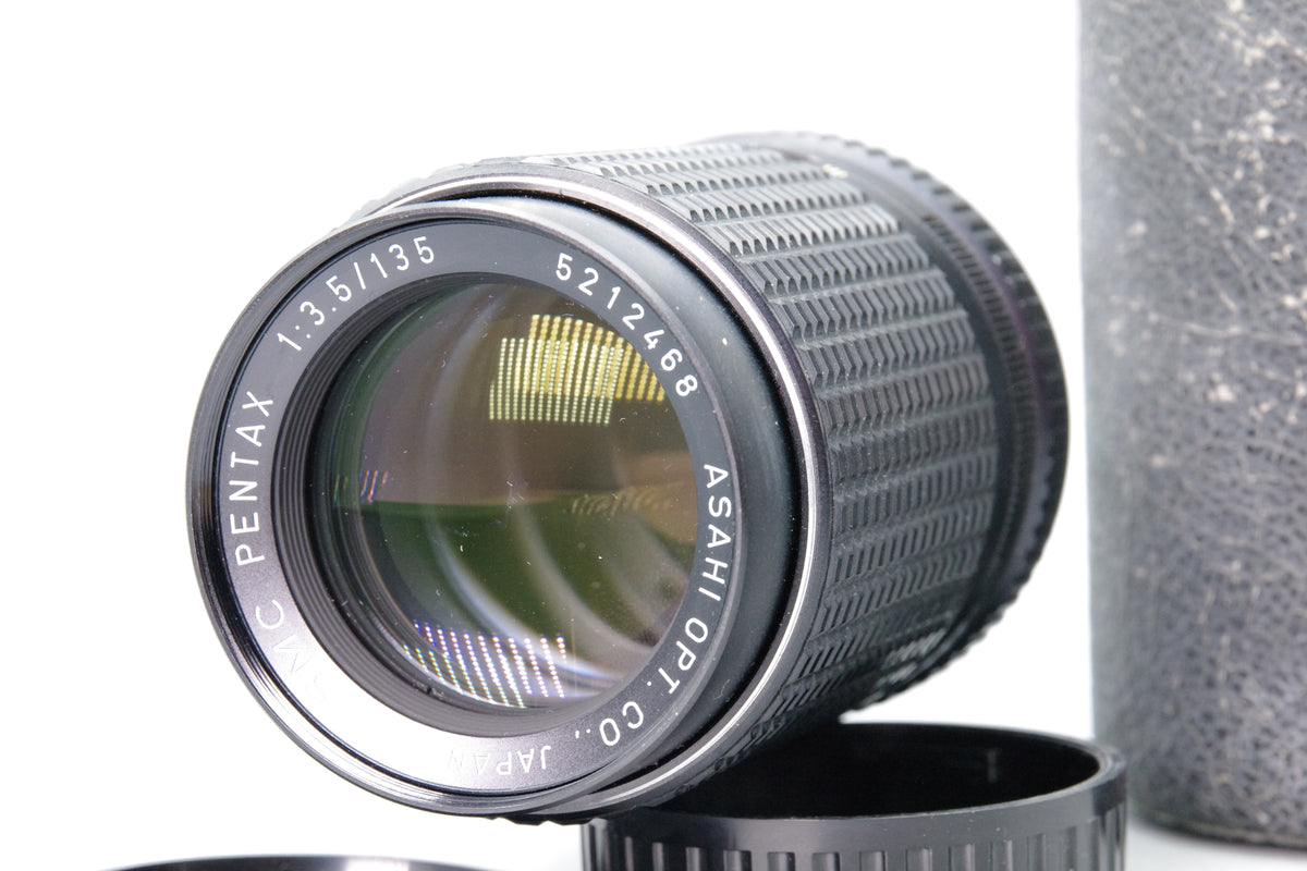 SMC Pentax 135mm f3.5 Telephoto Prime Lens Pentax PK Mount Hard Case Caps Tested