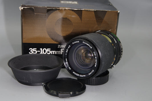 Olympus OM Zuiko 35–105mm f/3.5–4.5 Zoom Lens – OM Mount – EXCELLENT – Manual Focus