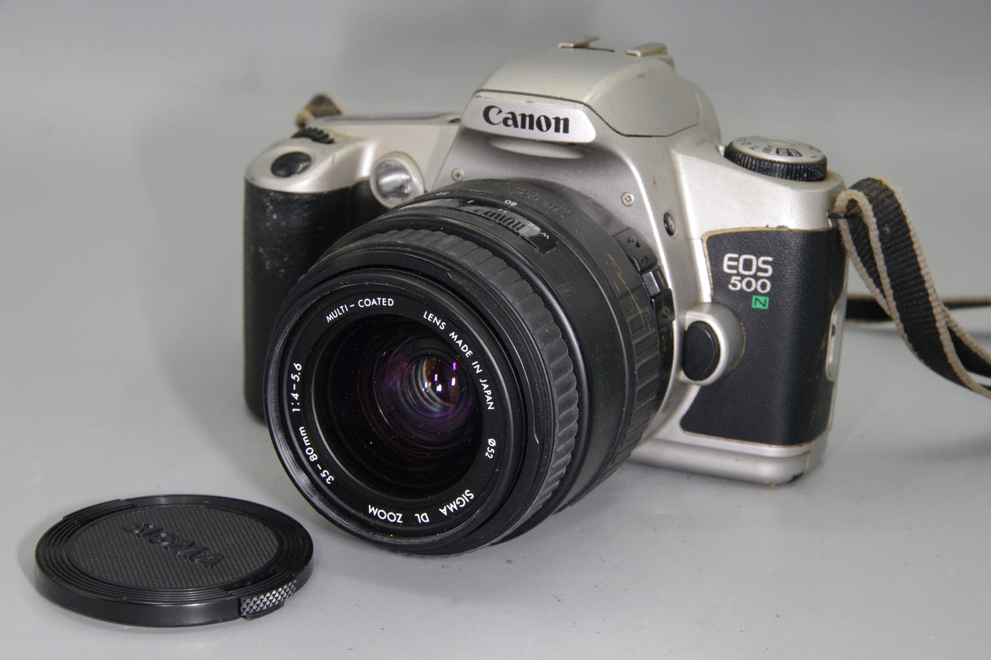 Canon EOS 500N 35mm Film SLR + Sigma 35–80mm Lens – VGC – Tested Autofocus Kit