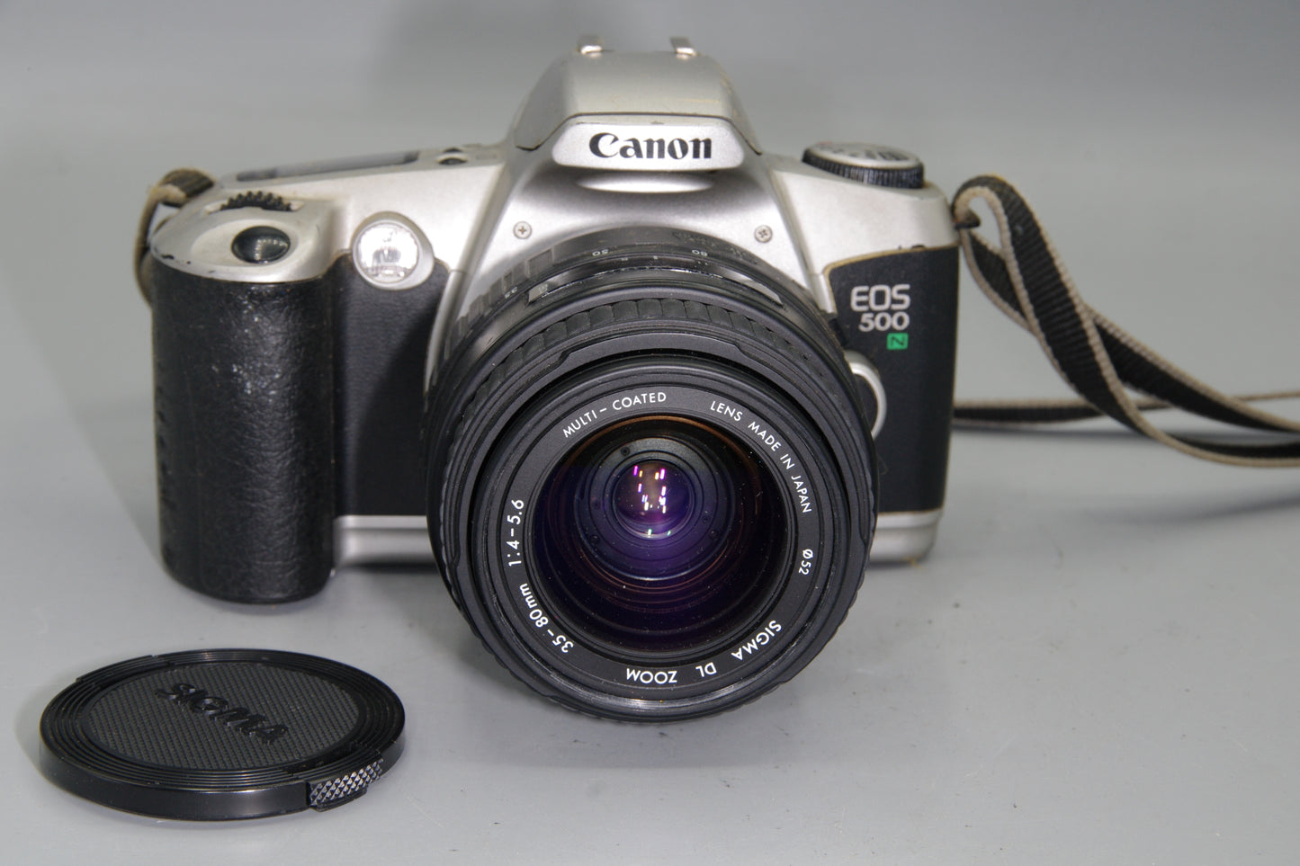 Canon EOS 500N 35mm Film SLR + Sigma 35–80mm Lens – VGC – Tested Autofocus Kit