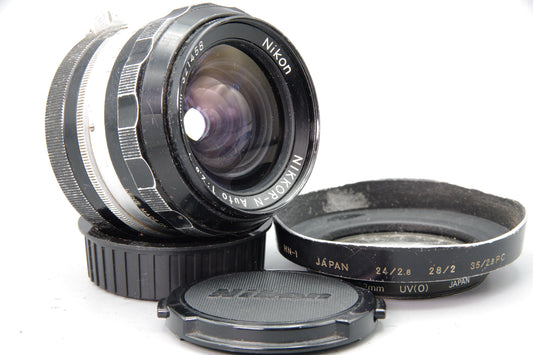 Nikon Nikkor‑N 24mm F2.8 Pre‑AI Lens – Noisy Focus/Aperture – VGC Optics