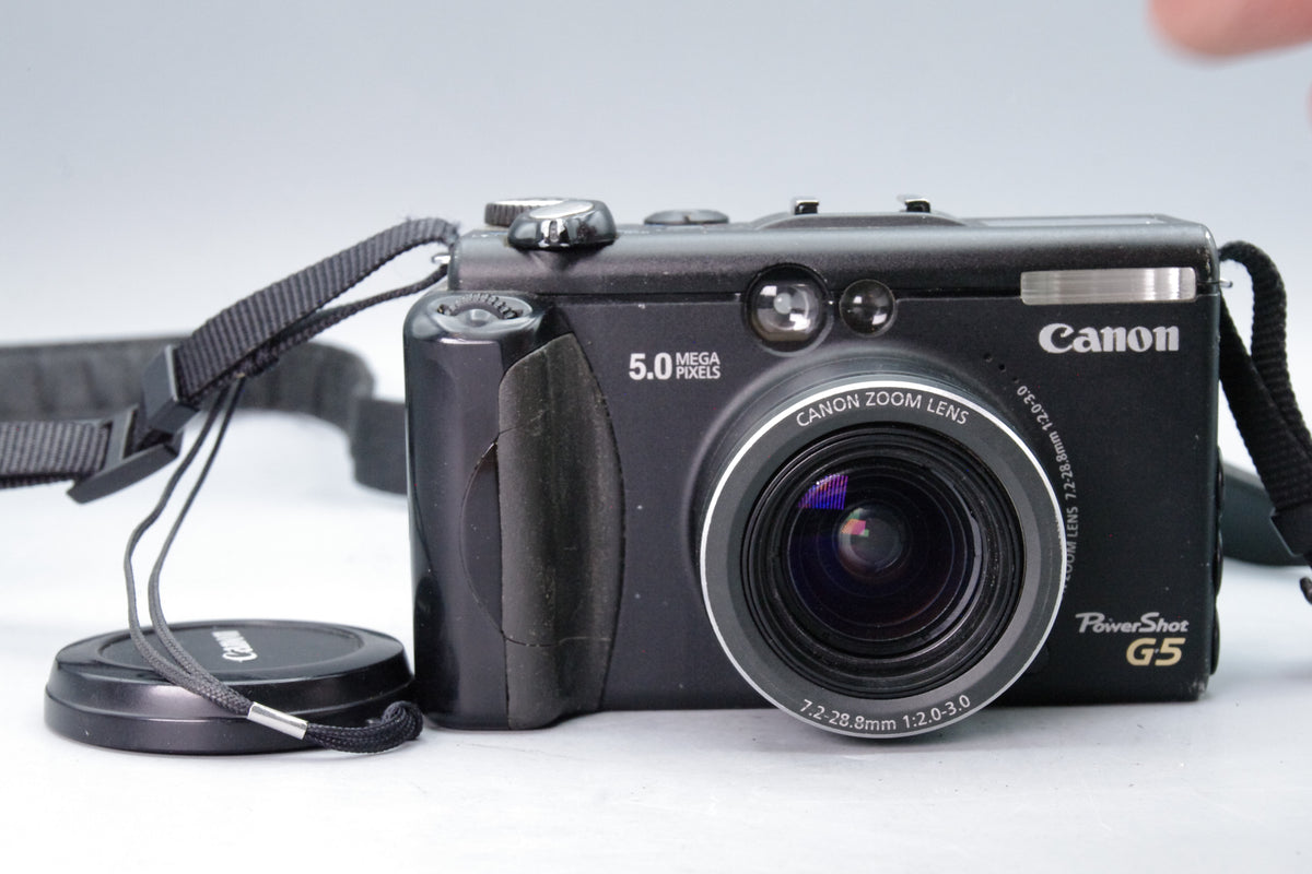Canon PowerShot G5 5.0MP Vintage Digital Camera Black Strap Lens Cap Tested