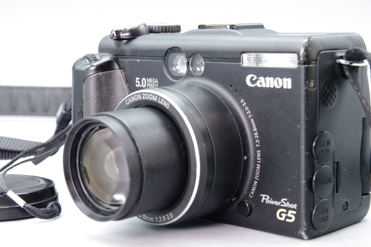Canon PowerShot G5 5.0MP Vintage Digital Camera Black Strap Lens Cap Tested