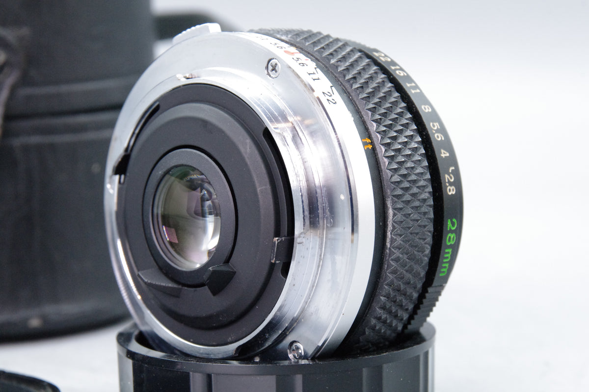 Olympus OM Zuiko AUTO-W 28mm f2.8 Wide Angle Prime Lens Case Hood Caps Tested