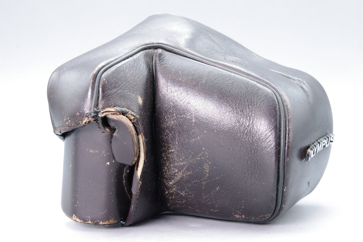 Olympus OM‑Series 1.4N Dark Brown Leather Case – Genuine Olympus – Patina