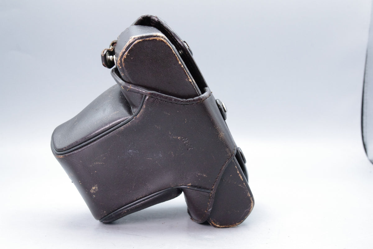 Olympus OM‑Series 1.4N Dark Brown Leather Case – Genuine Olympus – Patina