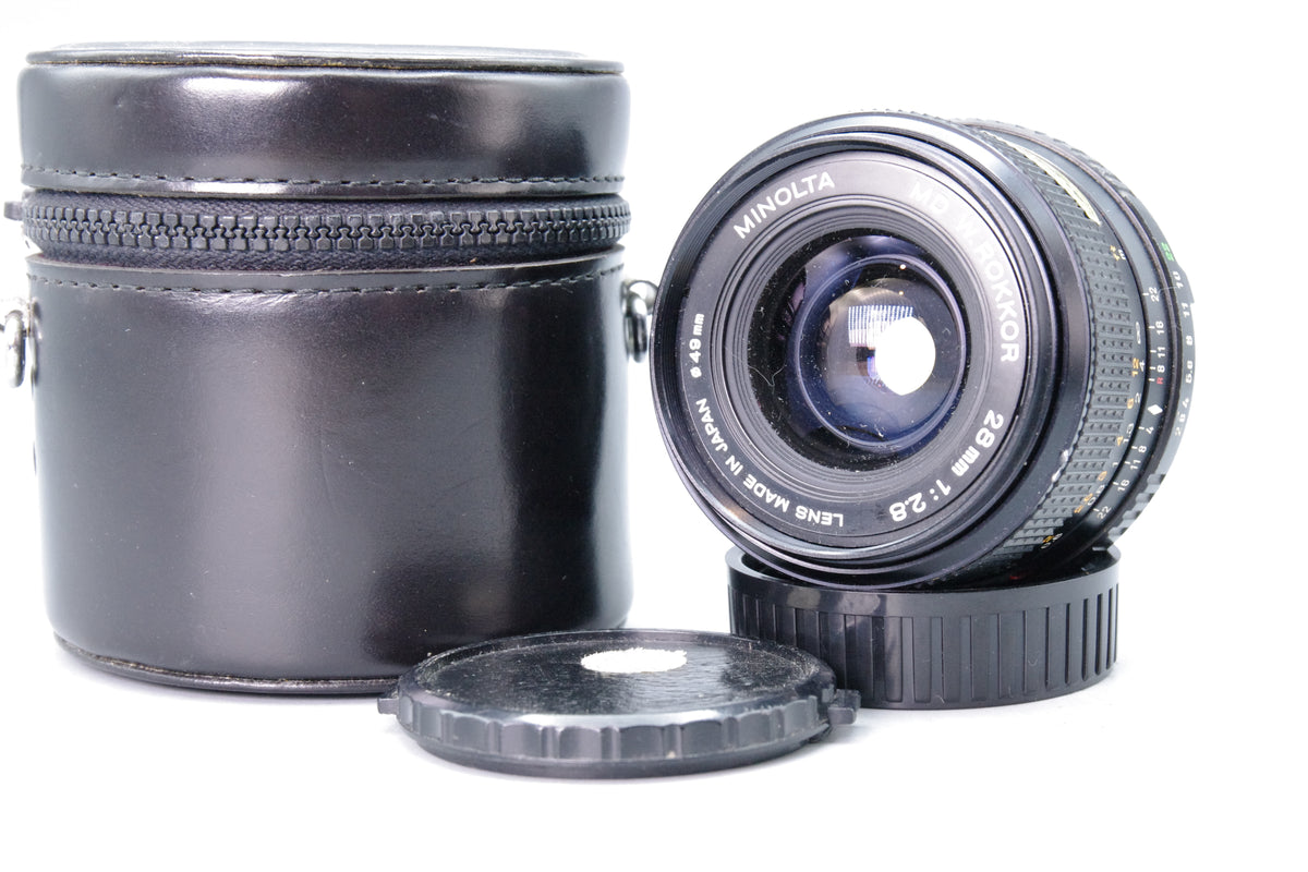 Minolta MD W.Rokkor 28mm f/2.8 Lens with Case – Excellent