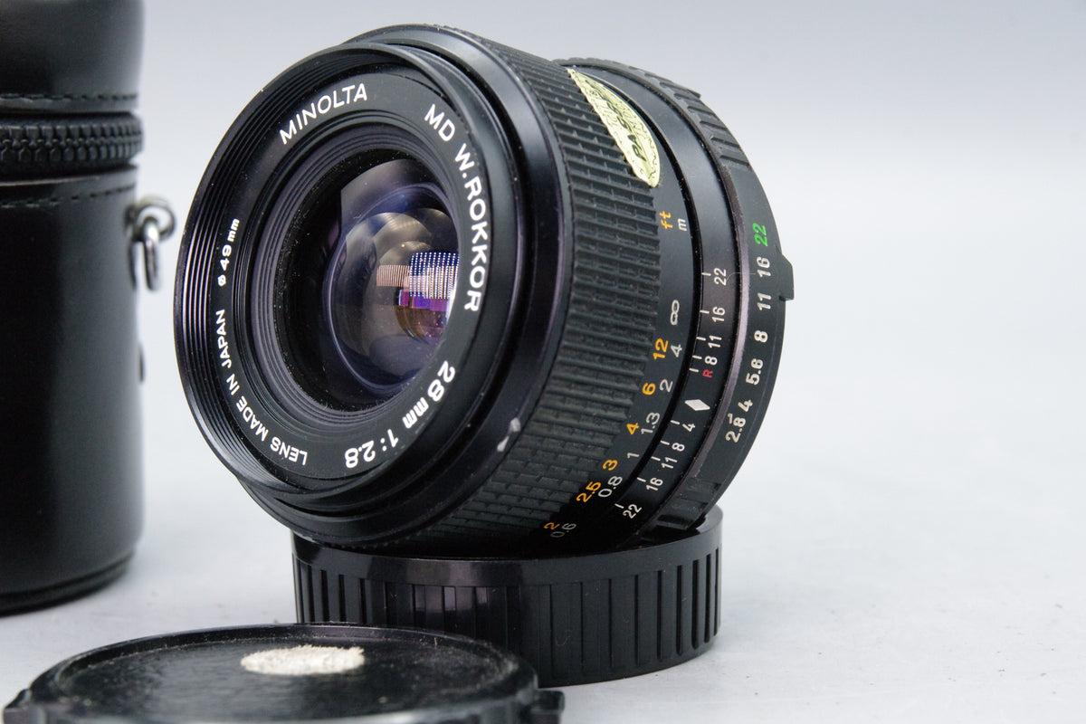 Minolta MD W.Rokkor 28mm f/2.8 Lens with Case – Excellent
