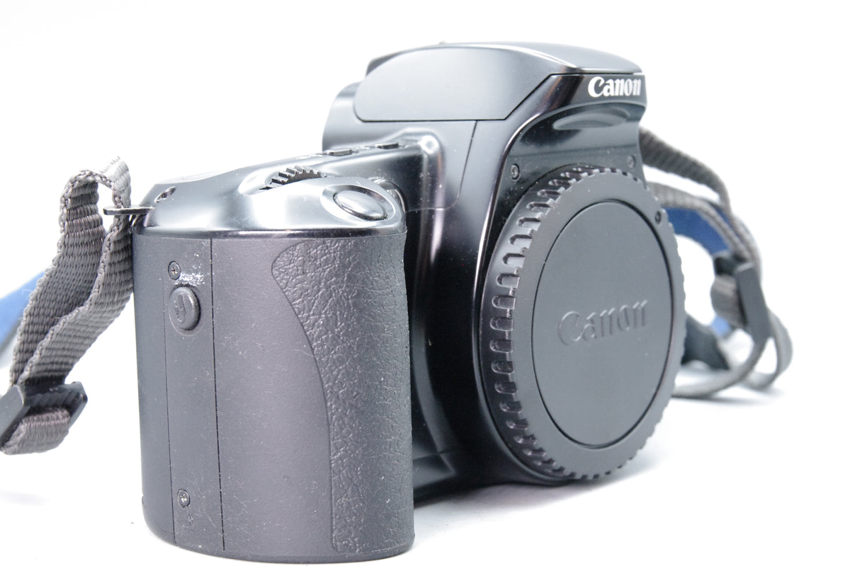 Canon EOS 500 35mm SLR Film Camera Body Black EF Mount Cap Strap Tested