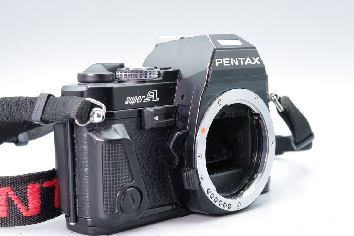 Pentax Super A 35mm SLR Film Camera Body Black KA Mount Strap Tested