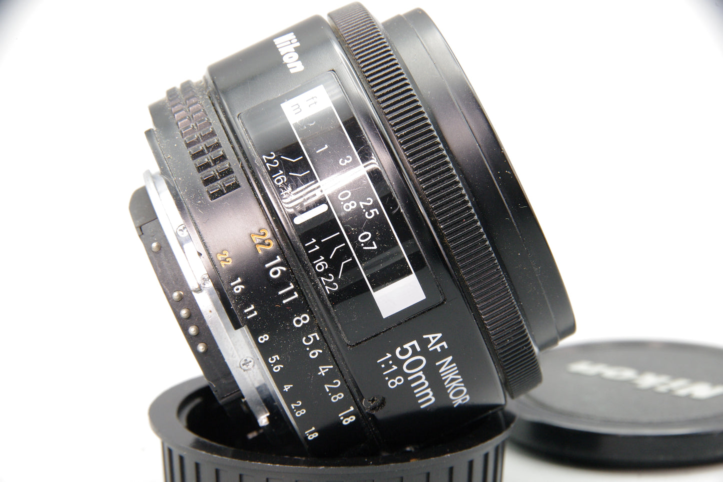 Nikon AF Nikkor 50mm f/1.8 Lens – AF – Fast Prime – Excellent – Both Caps