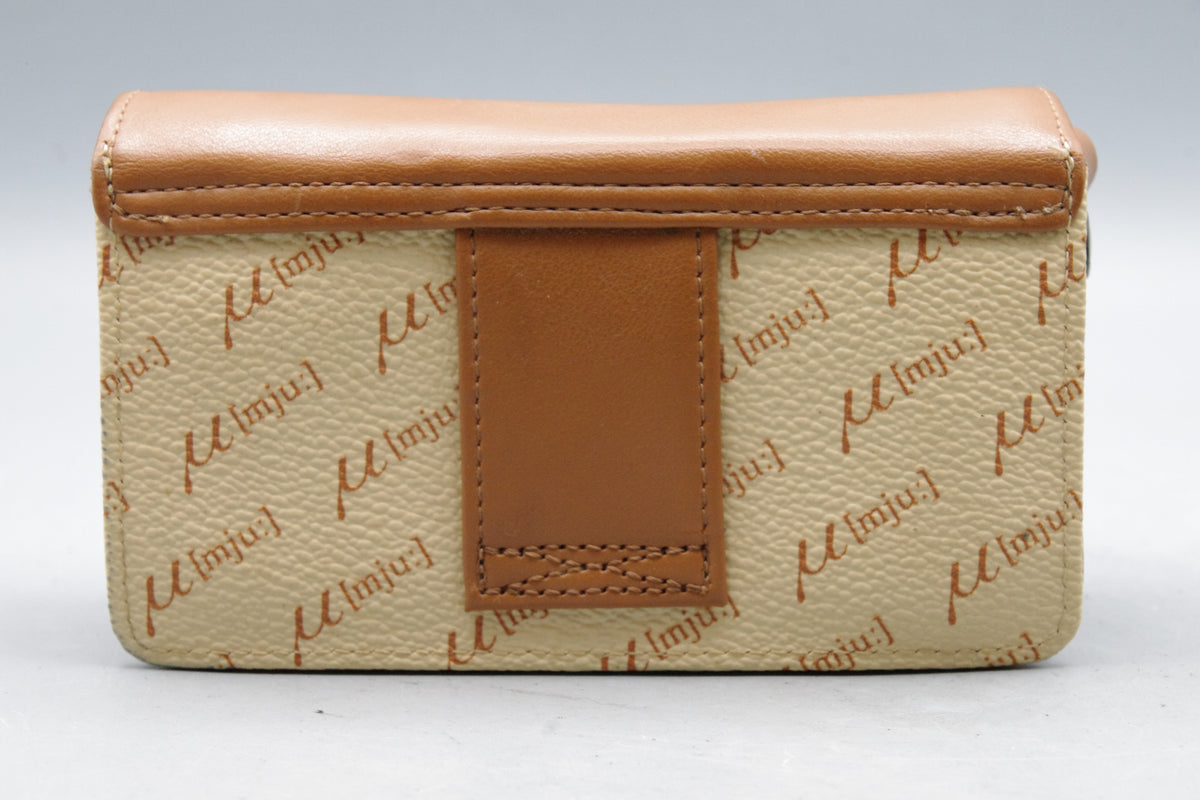 Genuine Olympus mju Monogram Tan Leather Camera Case Pouch Rare Vintage
