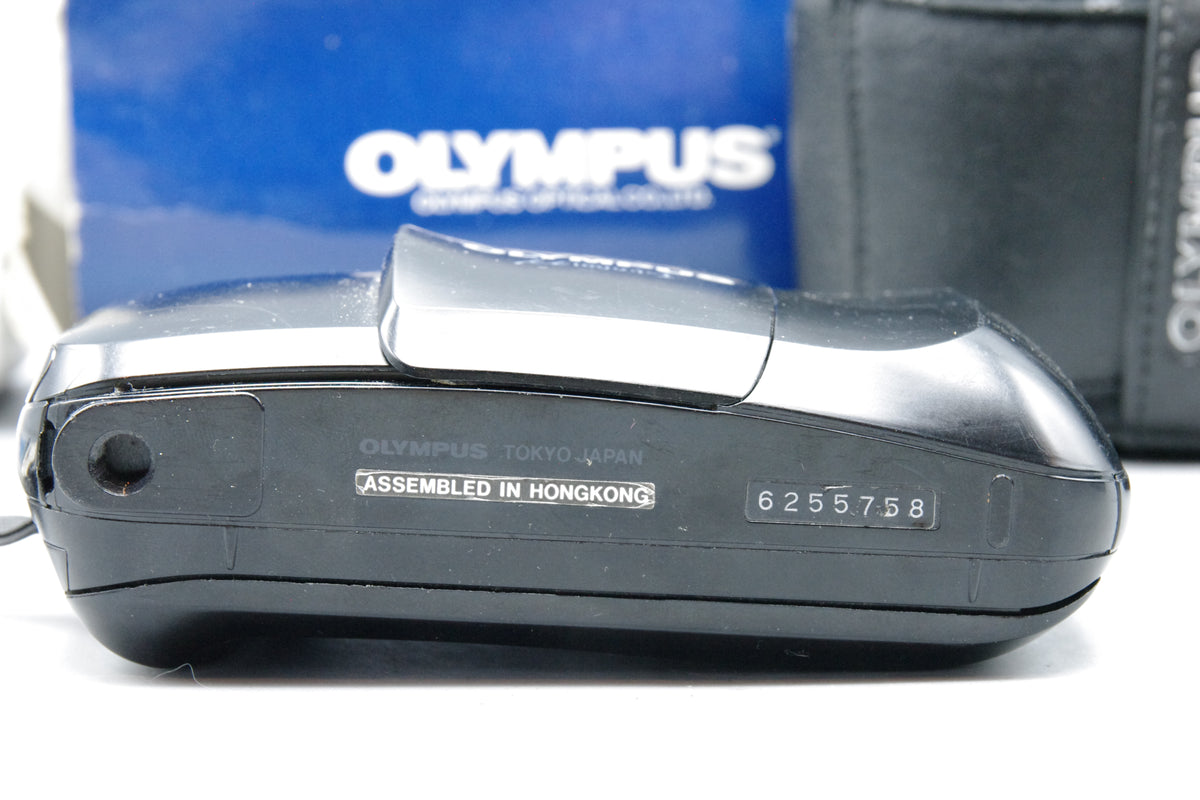 Olympus mju I 35mm Point and Shoot Film Camera Black 35mm f3.5 Lens Boxed