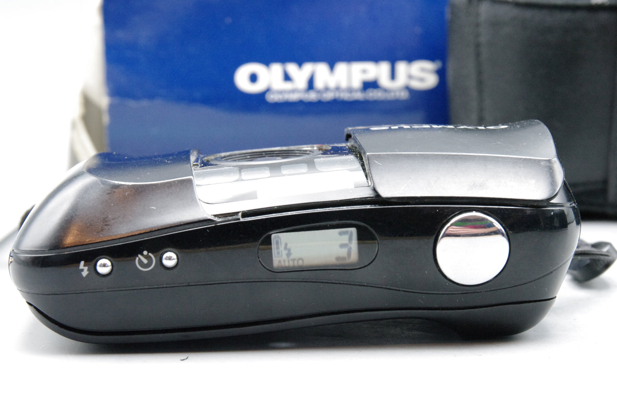 Olympus mju I 35mm Point and Shoot Film Camera Black 35mm f3.5 Lens Boxed