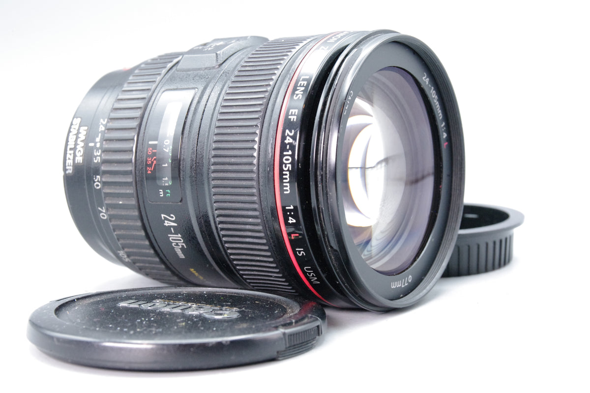 Canon EF 24-105mm f4 L IS USM Zoom Lens Front Rear Caps Tested Working