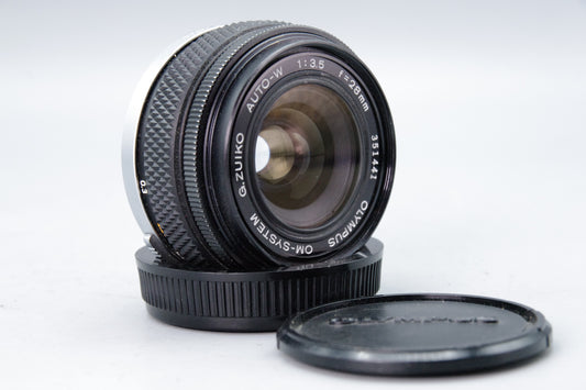 Olympus OM G.Zuiko Auto-W 28mm f3.5 Wide Angle Prime Lens Front Rear Caps Tested
