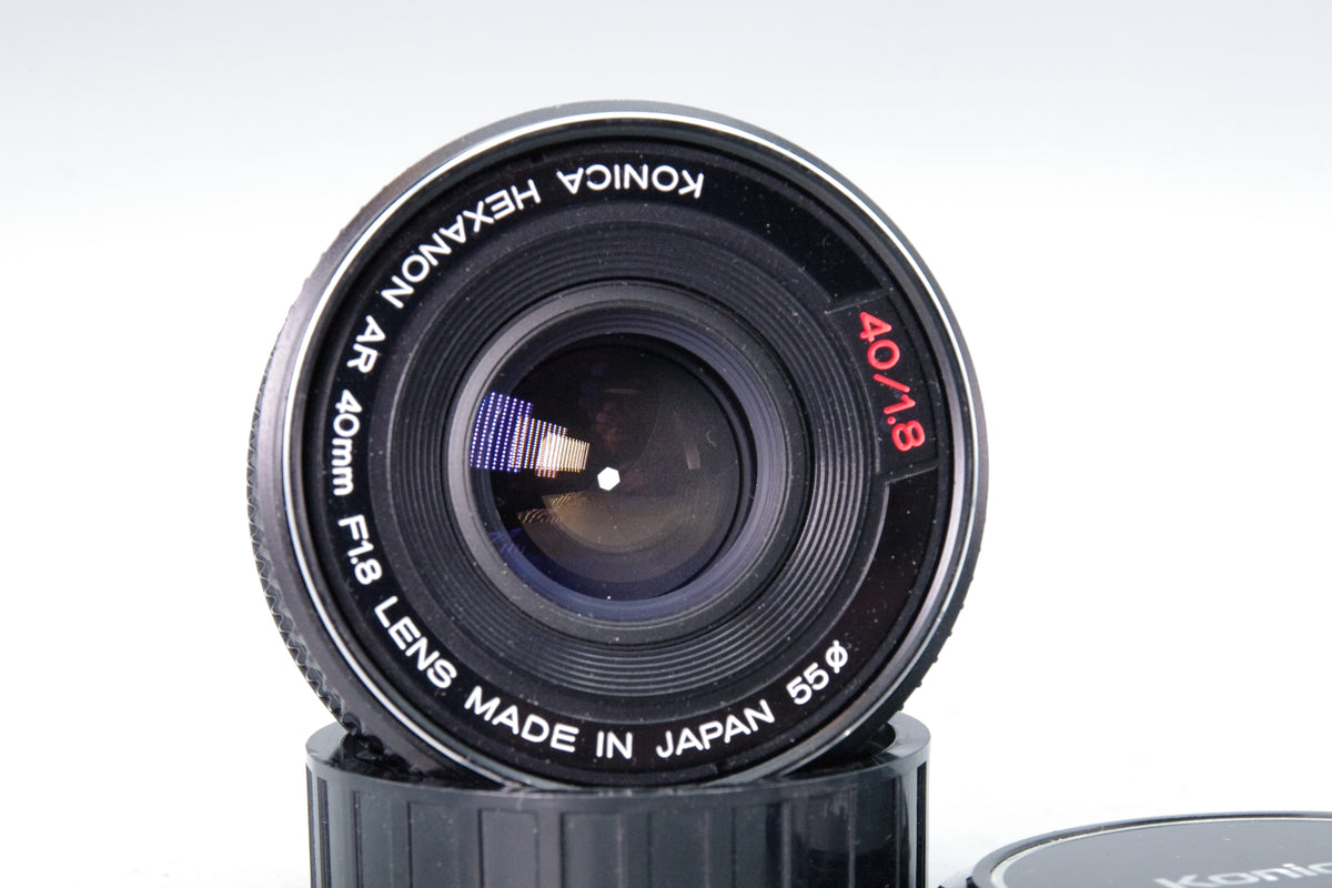 Konica Hexanon AR 40mm f1.8 Pancake Prime Lens Front Rear Caps Tested