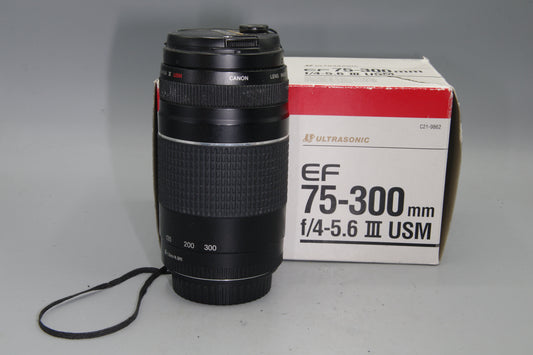 Boxed Canon EF 75-300mm F4-5.6 III USM Zoom Lens for EOS DSLR – Excellent