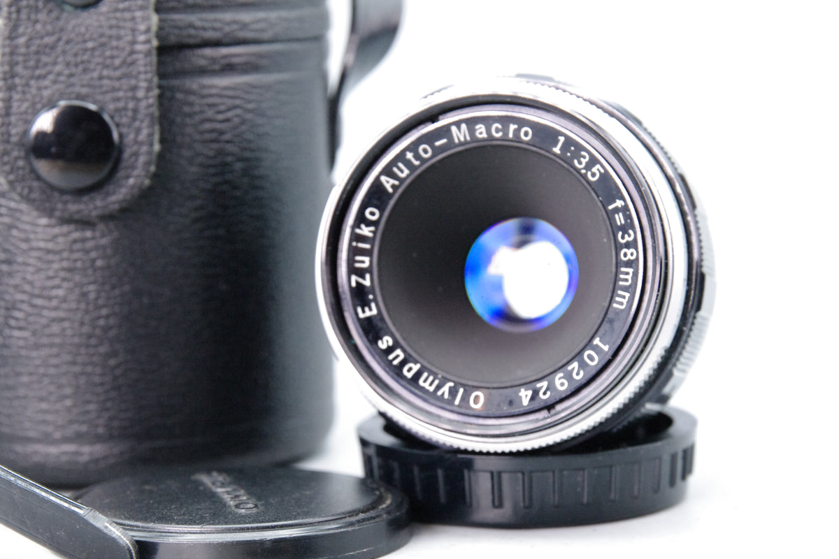 Olympus E.Zuiko Auto-Macro 38mm f3.5 Pen F Mount Lens Case Caps Tested