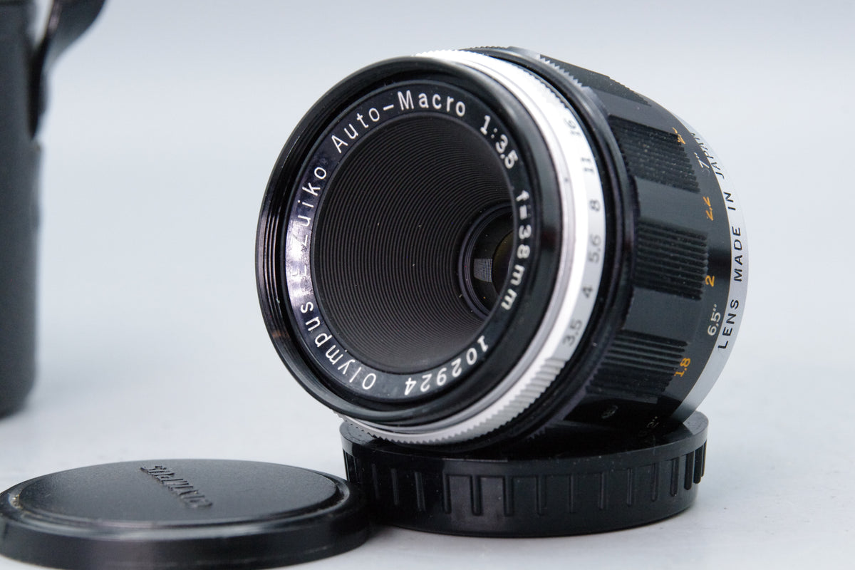 Olympus E.Zuiko Auto-Macro 38mm f3.5 Pen F Mount Lens Case Caps Tested