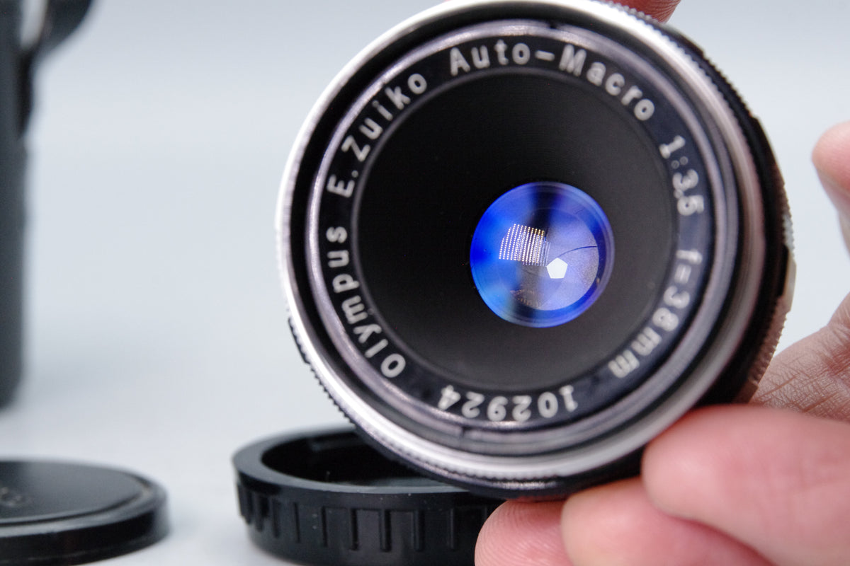 Olympus E.Zuiko Auto-Macro 38mm f3.5 Pen F Mount Lens Case Caps Tested