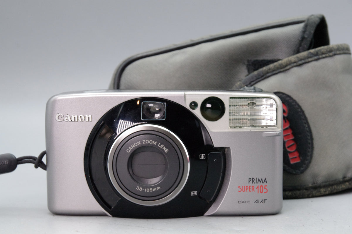 Canon Prima Super 105 Date AiAF 35mm Point Shoot Camera Soft Case Strap Tested