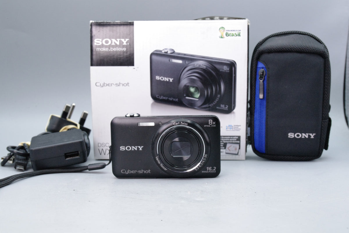 Sony Cyber-shot DSC-WX80 16.2MP Digital Camera Black Boxed Charger Case Tested